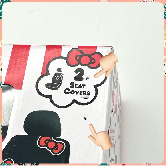 New HELLO KITTY w BOWS Set of 2 Lowback Car SEAT COVERS w Vehicle Headrest Cover - Picture 10 of 10
